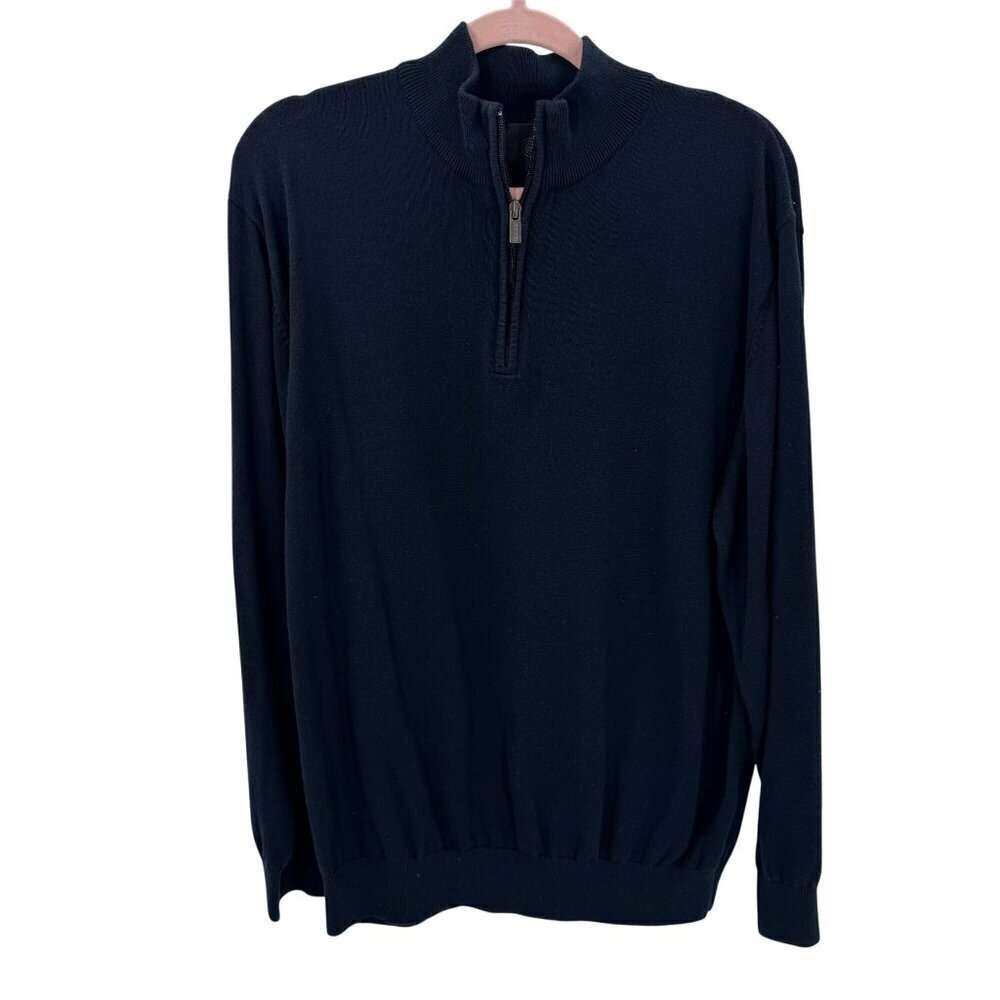 F/X Fusion Mens Black 1/4 Zip Pullover Sweater XL Cotton & Acrylic Blend